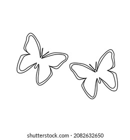 Vector line illustration. Butterflies coloring elements. Abstract art.