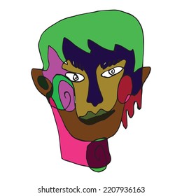 Ilustración de la línea del vector, dibujo continuo de personas coloridas en fondo blanco