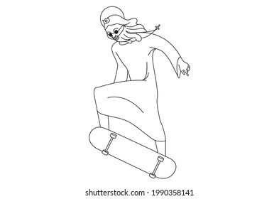ilustración vectorial de Dios en una patineta.