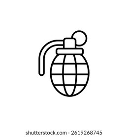 Ilustración de línea de Vector de una granada, icono de concepto de arma peligrosa