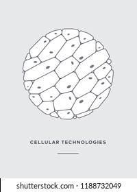 Vector Line Illustration Of Human Cell Tissue Icon