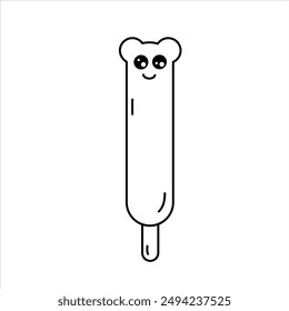 Ilustración de línea de Vector de un helado con orejas.