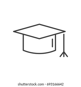 Vector line illustration or icon. Graduation cap