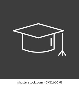 Vector line illustration or icon. Graduation cap