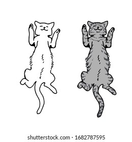 Ilustración vectorial de gatos tendidos con variante de color aislados en fondo blanco para avatar, logotipo, tienda, letrero clínico, sitio web y diseño de libros.