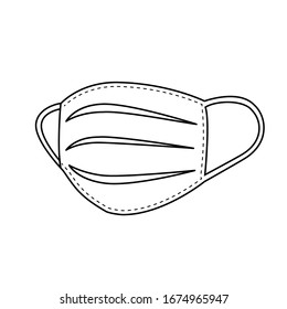 Vektorillustration-Zeile illustriert ein Maskensymbol. Schutzatmung Atemmaske Gesundheitsrisiko Krankheit und Grippe Ausbruch, Viren, Coronavirus. Einziger weißer Hintergrund.