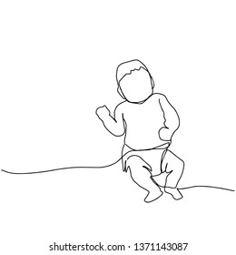 Vector line illustration  newborn baby. Motherhood. Contour symbol.  isolated outline drawing. line art