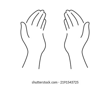 Vector line illustration of palms of both hands