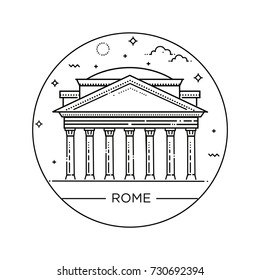 Vector line illustration of Pantheon, Rome, Italy