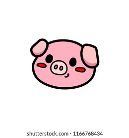 Vector line illustration of a pig, the sign of New Year 2019. Can be used for funny greeting cards, promo banners, t-shirt prints.