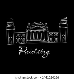 Vector line illustration of Reichstag Building, Berlin, Germany.