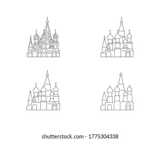 Ilustración vectorial de la Catedral de San Basil. Cuatro niveles de detalle. La imagen más reconocible de Rusia