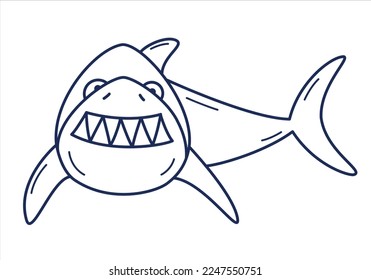 Vector line illustration of a shark.