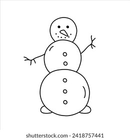 Vector line illustration of a snowman.