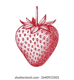 Vector line illustration of a stylized red strawberry