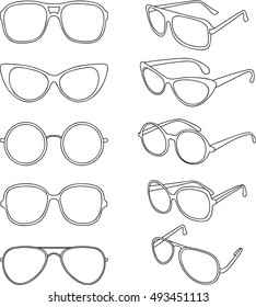 Vector line illustration of sunglasses frames