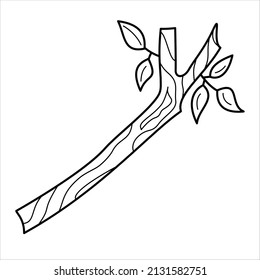 Ilustración vectorial de una rama arbórea con hojas jóvenes, tema primaveral.