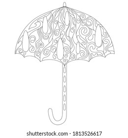 Vector line illustration of umbrella for coloring page