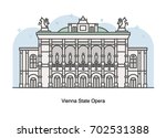 Vector line illustration of Vienna State Opera, Austria.