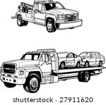 vector line illustrations of tow trucks