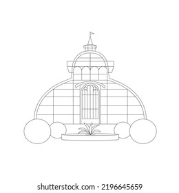 Vector line illustratration of Vienna botanical garden - Palmenhaus Schonbrunn silhouette isolated on white background. Symbol of Vienna svg