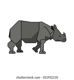 vector line indian rhino