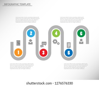 Vector line infographic with six color icons 