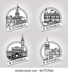 vector line Istanbul badge set