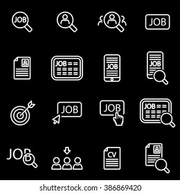 Vector line job search icon set.