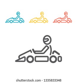 Vektorlinienkarting-Logo und -Symbol. Geh kart label und badge.