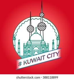 vector line kuwait city badge