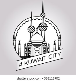 vector line kuwait city badge