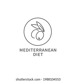 Vector line logo, badge or icon - mediterranean diet. Symbol of healthy eating.