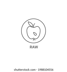 Vector line logo, badge or icon - raw food. Symbol of healthy eating.