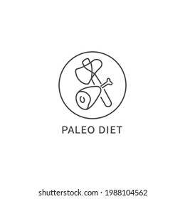 Vector line logo, badge or icon - paleo diet. Symbol of healthy eating.