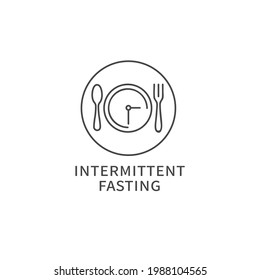 Vector line logo, badge or icon - intermittent diet. Symbol of healthy eating.