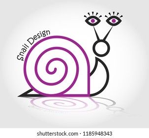 Vector line logo snail with human eyes