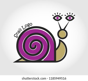 Vector line logo snail with human eyes