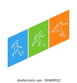 Vector line logo for soccer. Outline figure soccer player.