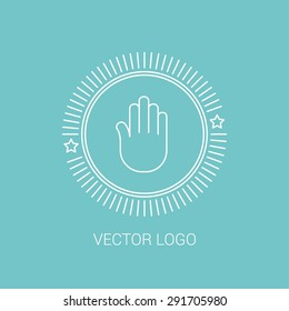 Vector line logos and icons. Line design elements for invitations and greeting cards. Vector emblems and badges. Abstract hipster logo templates. Vector hand made labels and badges.