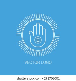 Vector line logos and icons. Line design elements for invitations and greeting cards. Vector emblems and badges. Abstract hipster logo templates.