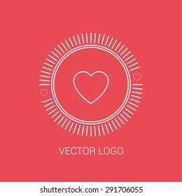 Vector line logos and icons. Line design elements for invitations and greeting cards. Vector emblems and badges. Abstract hipster logo templates. Vector wedding and heart line logo.