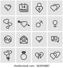 Vector line love icon set.