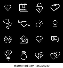 Vector line love icon set