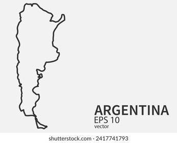 Mapa de la línea de vectores de Argentina. Diseño vectorial aislado en fondo blanco.	
