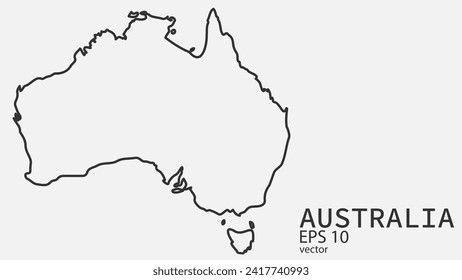 Vector line map of Australia. Vector design isolated on white background.	
