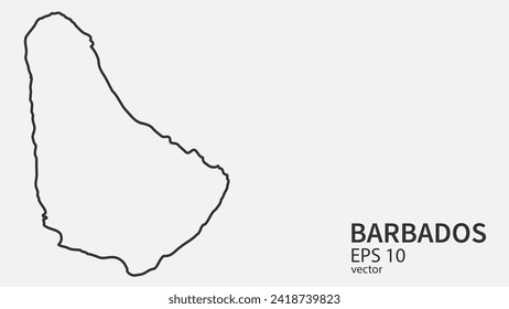 Mapa de la línea de vectores de Barbados. Diseño vectorial aislado en fondo blanco.	
