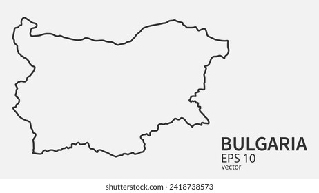 Vector line map of Bulgaria. Vector design isolated on white background.	

