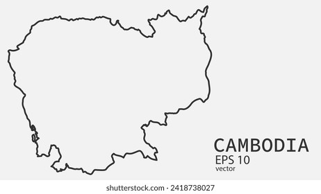 Mapa de la línea de vectores de Camboya. Diseño vectorial aislado en fondo blanco.	
