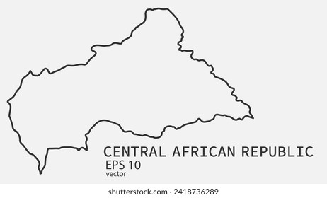 Vector line map of Central African Republic. Vector design isolated on white background.	
